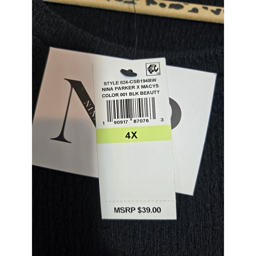 Nina Parker x Macys Womens 4X Black Beauty Crinkle Knit Boxy Top 824-CSB194BW - Picture 2 of 8